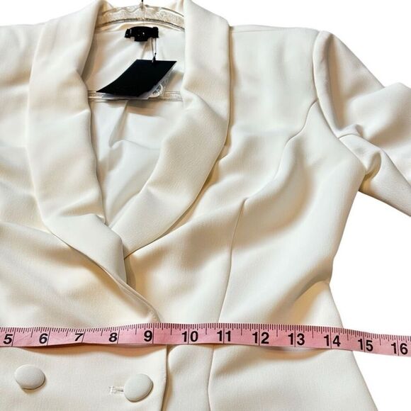 NBD Como La Flor Suit Dress Women’s XS Ivory Shawl Collar Power Suit NWT - Picture 7 of 13